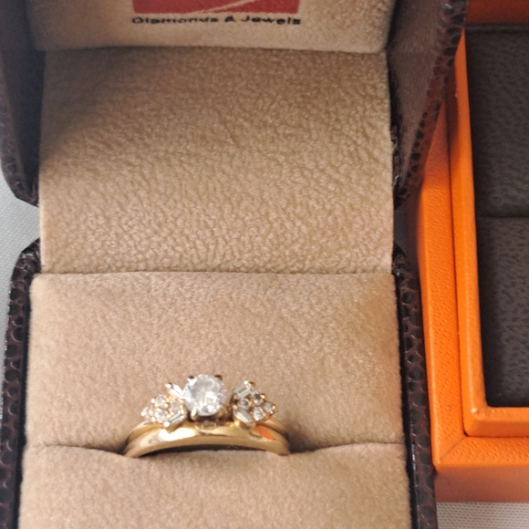 14k Gold Diamond Engagement Set 14k Gold Mens Wedding Band Chanel Glasses - Picture 3 of 7